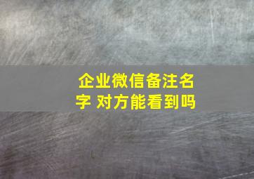 企业微信备注名字 对方能看到吗